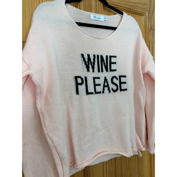 Miracle Size SM Pink "Wine Please" Sweater Soft Oversized - Picture 7 of 7